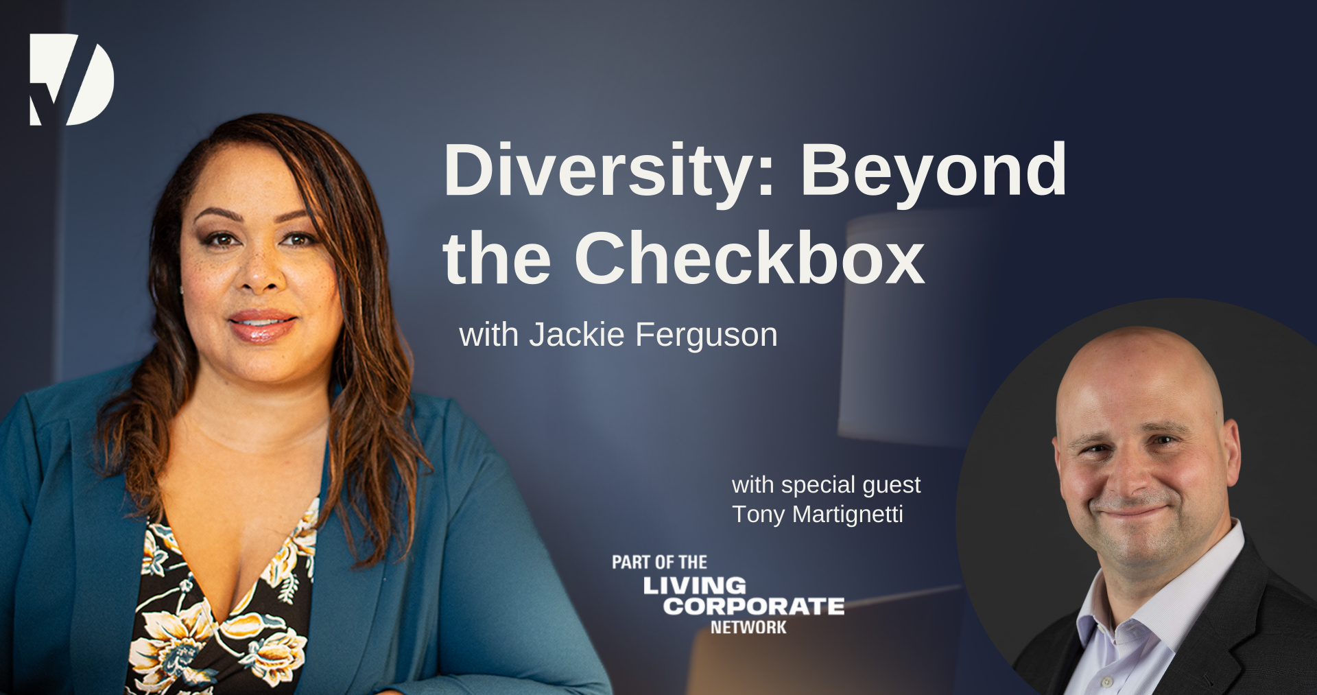 Jackie Ferguson gets ready to sit down with the next guest on 'Diversity: Beyond the Checkbox' Tony Martignetti